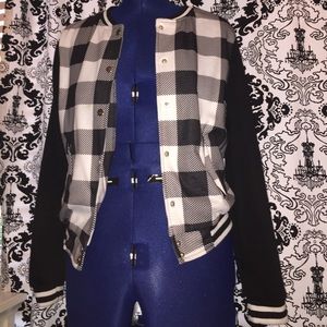 Plaid Letterman Jacket