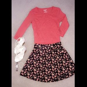 Charlotte Russe Floral Skater Skirt