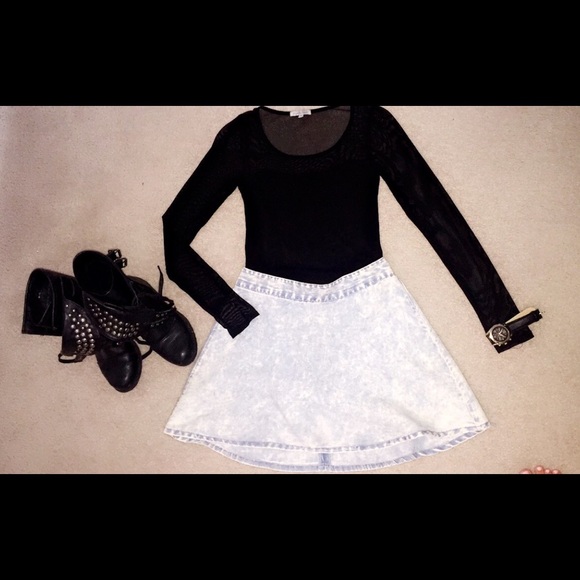 Washed out denim skater skirt