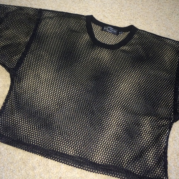 Black Mesh Jersey Tee