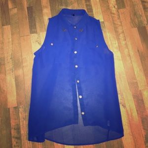 Sheer blue top