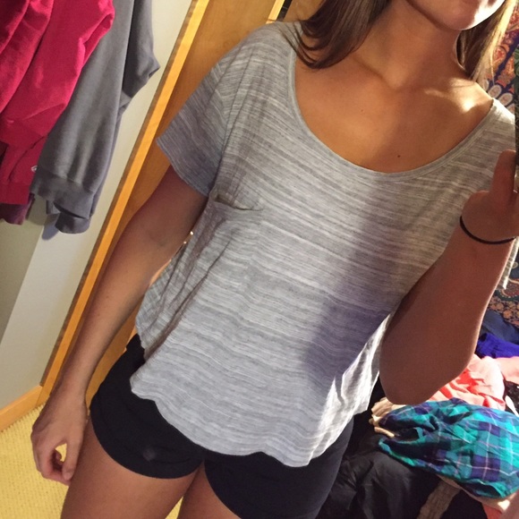 Simple gray and white scoop neck shirt