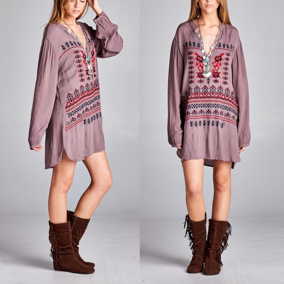 *SALE* Embroidered Tunic Dress - Picture 3 of 5