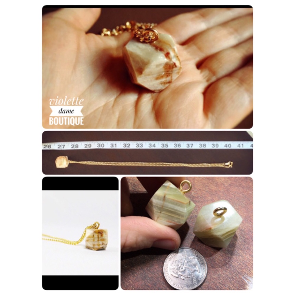 Artisan Made Gold Quartz Stone Necklace