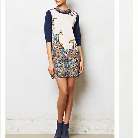 Anthropologie Giraffe Canopy Sweater Shift dress