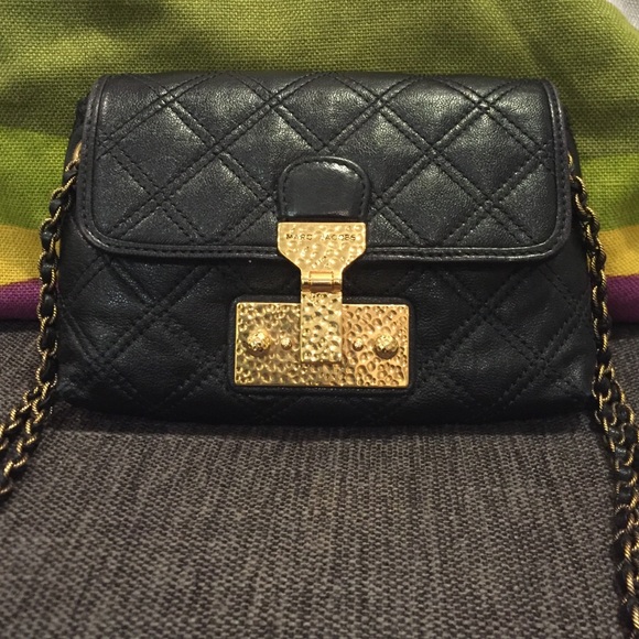 Vintage Marc Jacobs Black Leather Baroque Shoulder Bag