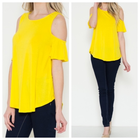 Gorgeous yellow cold shoulder top - Picture 2 of 3