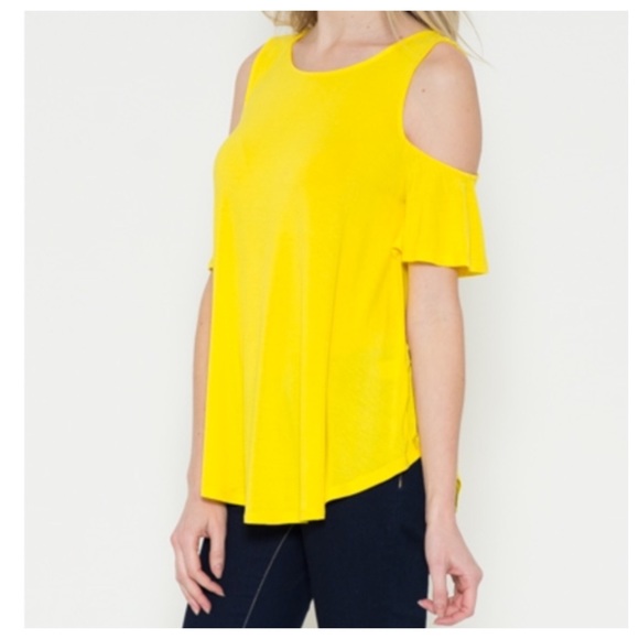 Gorgeous yellow cold shoulder top - Picture 3 of 3