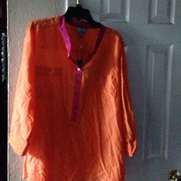 NEW JCPENNYS ORANGE FUSHIA SILK BLEND 3/4 SLEEVE