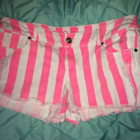 Pink and white stripped shorts