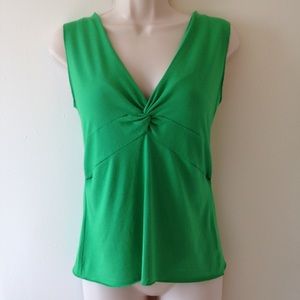 Boston Proper V Neck Sleeveless Green Blouse