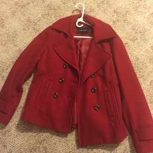 Red pea coat