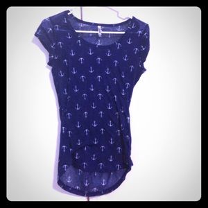 Navy blue anchor print tshirt