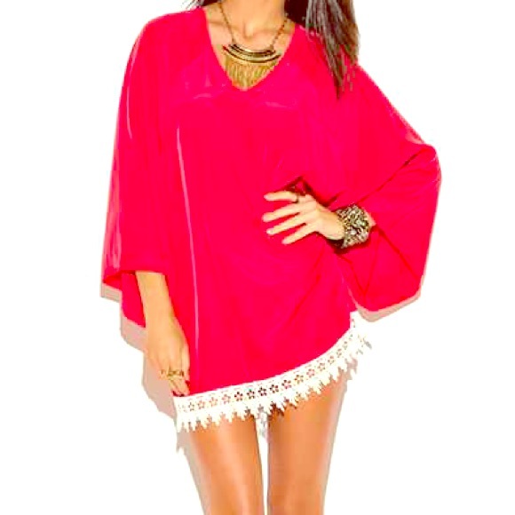 Crochet Trim Kimono Dress NWT Retail