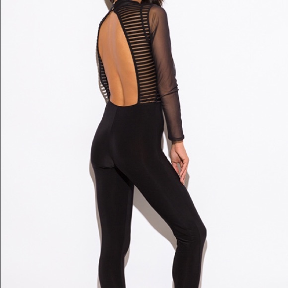Sheer Mesh Open Back Catsuit. NWT retail