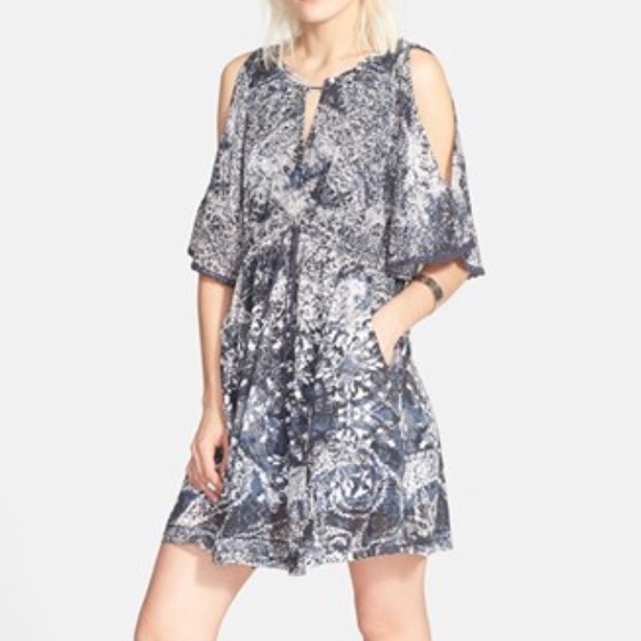 Free People Love Birds Printed Cutout Dress