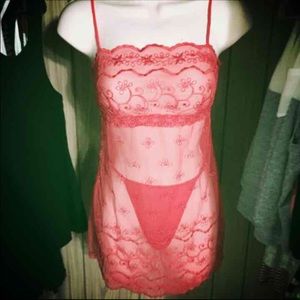 NWOT VS red lace baby doll with thong