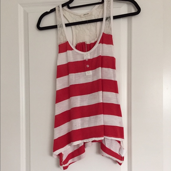 Red and white razorback tank