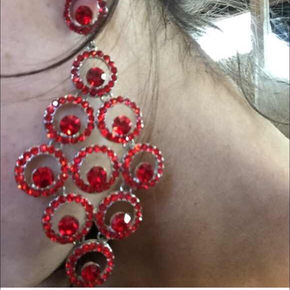 Red Crystal Prom/Formal Earrings