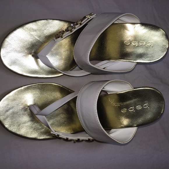 BEBE high cork logo wedges size 8