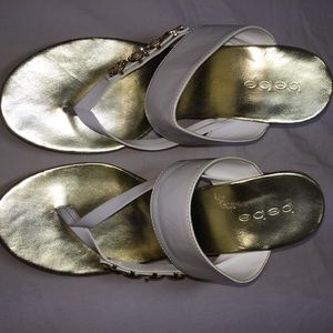 BEBE high cork logo wedges size 8