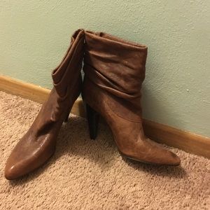 Brown leather booties