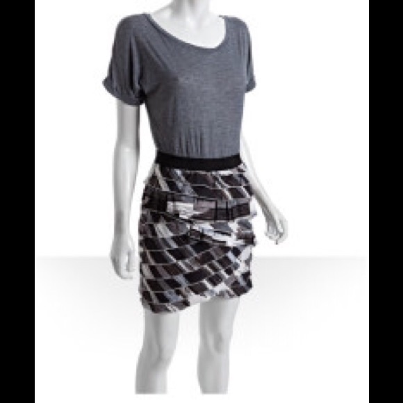 NWT BCBG Max Azria Gray Jersey Tiered Skirt Dress