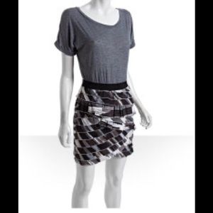 NWT BCBG Max Azria Gray Jersey Tiered Skirt Dress