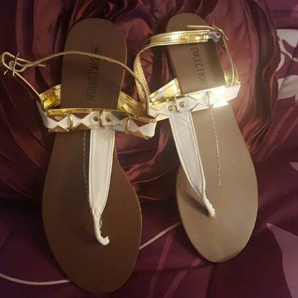 Sandal season!!! Gold and white sandals