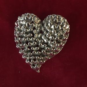 Cute silver heart brooch