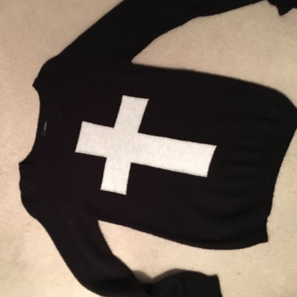 Black and white cross sweater