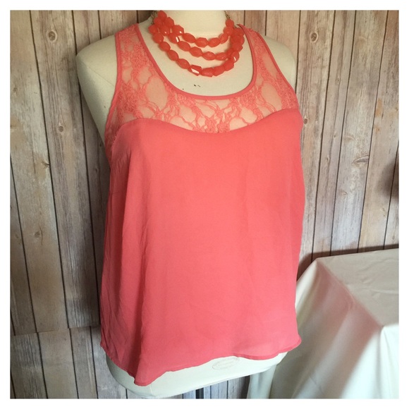 Forever 21 Tops - NWT Forever 21 2x coral tank with lace
