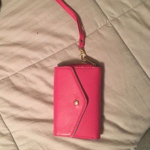 Pink and gold crown clutch