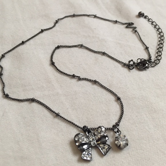FREE GIFT: Darling Dark Grey Bow Necklace