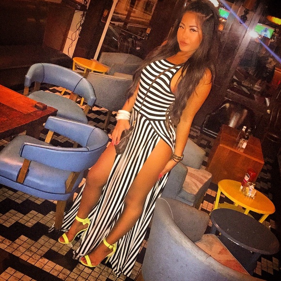Long stripped dress-two sided high slits