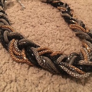 Black, Gold, & Silver Chunky Braided Necklace