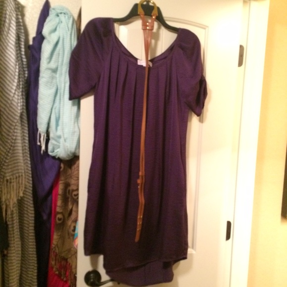 Jessica Simpson Purple Silk Dress with Belt