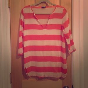 J Crew orange and white cover up/ tunic