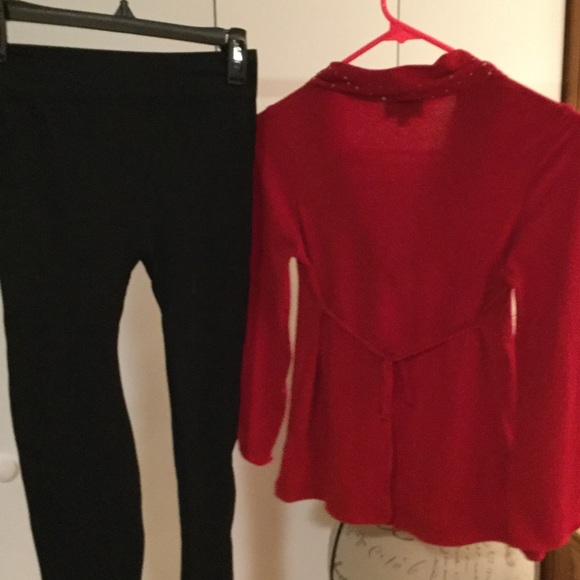 Red junior shirt and tights bundle - Picture 2 of 2