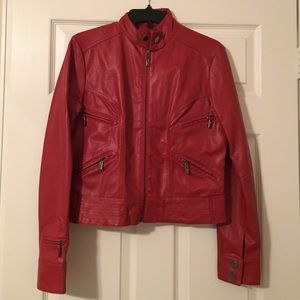 Faux Leather Red Moto Jacket