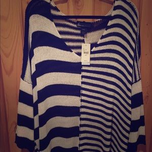 NWT knit sweater with asymmetrical stripes