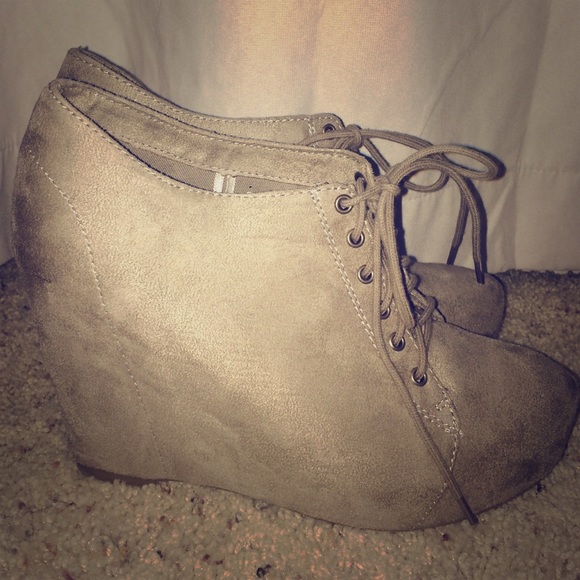 Grey suede booties