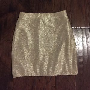Metallic gold skirt.