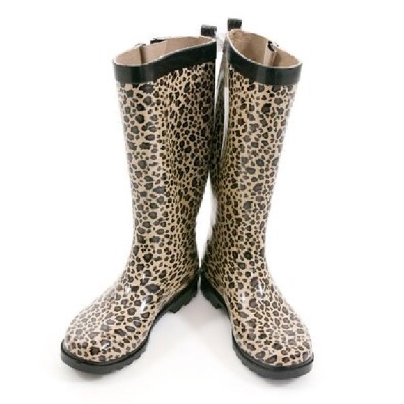 Leopard print rain boots