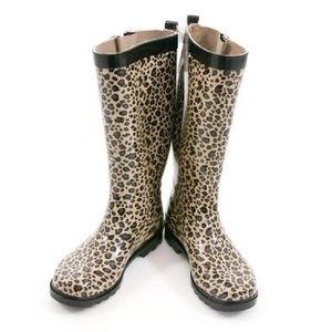 Leopard print rain boots