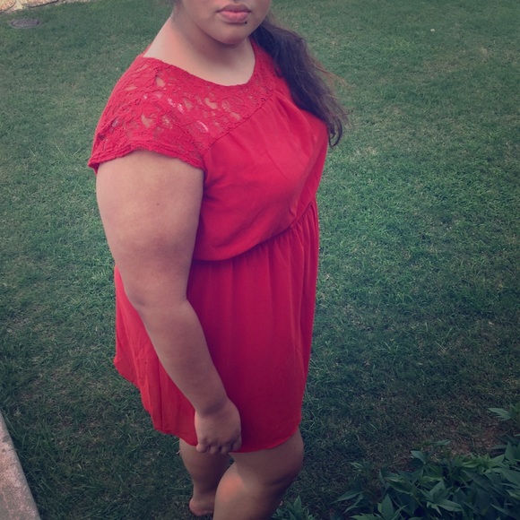 Plus Size Burnt Orange Lace Dress, Size 2X