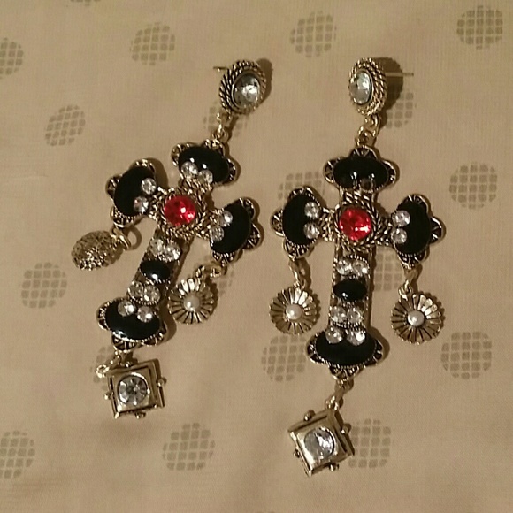 Gothic cross earrings
