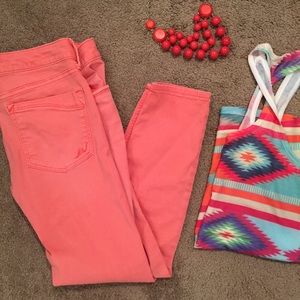 EXPRESS Coral Skinny Cropped Jeans