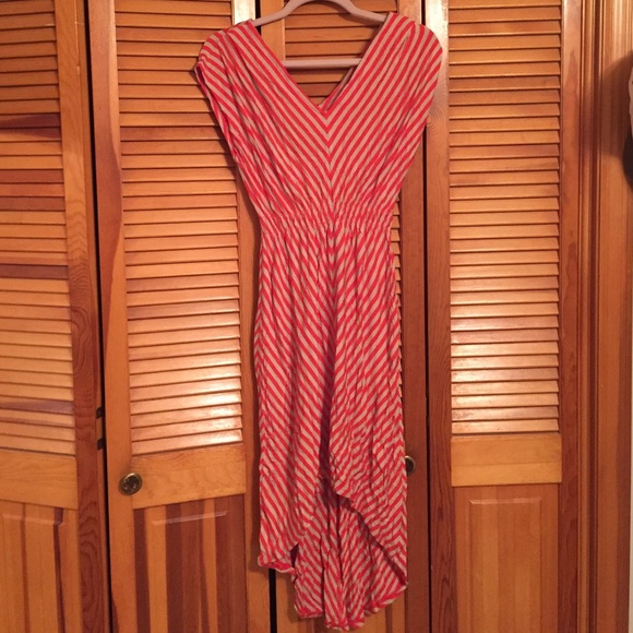 Orange/tan high-low dress