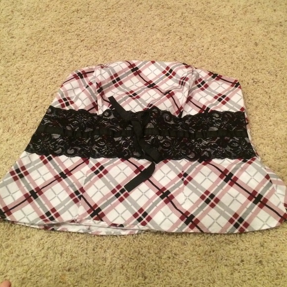 Strapless lace peplum top